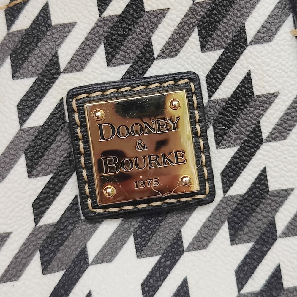 Dooney & Bourke Black and White Houndstooth Satchel - Picture 4 of 9